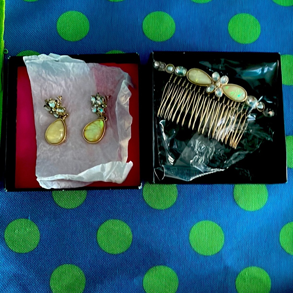 Avon earrings & hair clip.